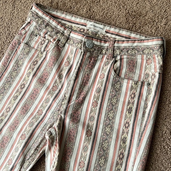 Isabel Marant Etoile Printed Striped Tribal Straight Leg Mid Rise Crop Jeans - Picture 3 of 10